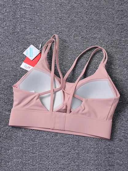 New Women's Sports Bra Padded Without Bones Cross Back Fitness Busty Underwear High Support Impact Running Gym Vest Yoga Bras