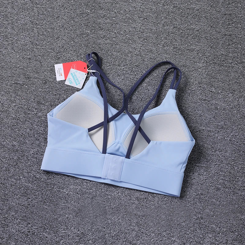 New Women's Sports Bra Padded Without Bones Cross Back Fitness Busty Underwear High Support Impact Running Gym Vest Yoga Bras