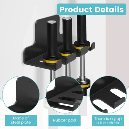 Vertical Barbell Storage Rack Interspaced Easy To Install Steel Coated Wall Barbell Holder With Rubber Pad Sturdy Space Saving