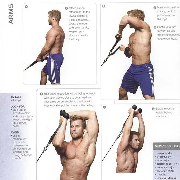 Tricep Rope Cable Attachment – Push/Pull Gym Handle