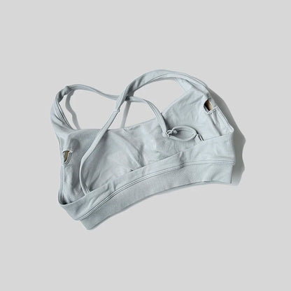 Strappy Bra Top Women High Support Cross Back Sport Seamless Padded Bras Scrunch Workout Gym Fitness Tank Tops