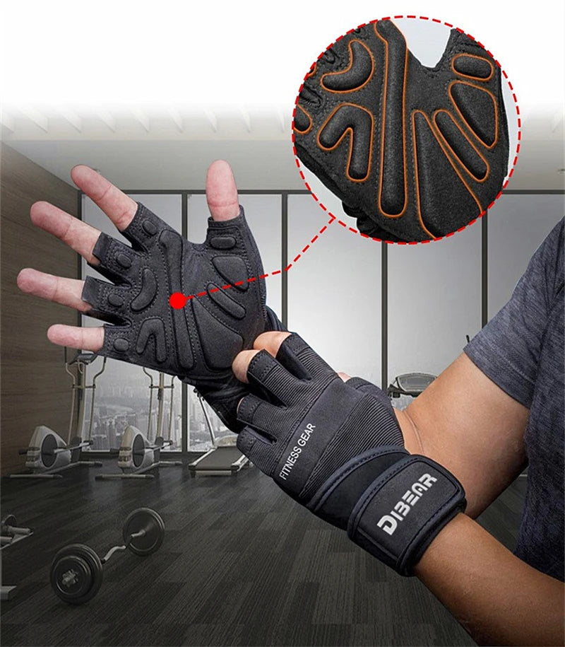 Half Finger Bodybuilding Gym Gloves Weightlifting Dumbbell Kettlebell Training Workout Fitness Gloves For Man  Women