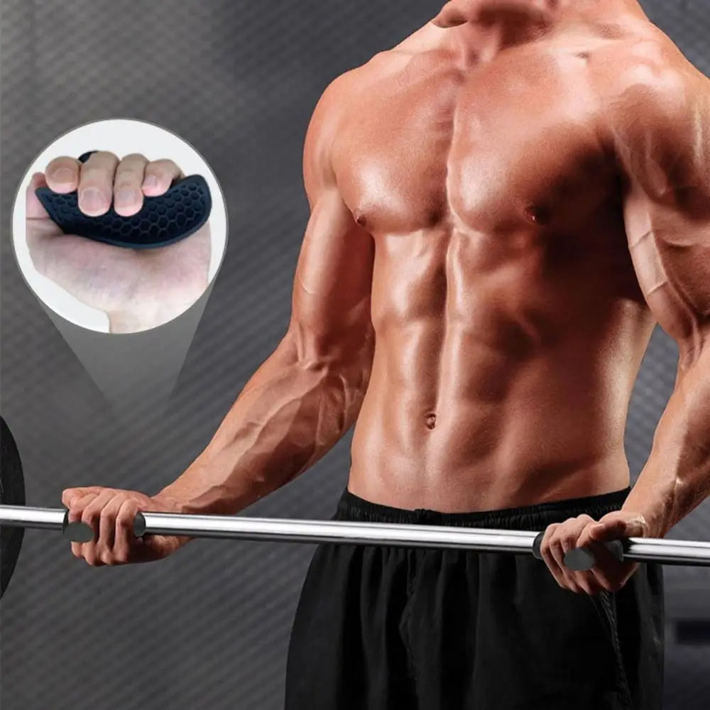 1 Pair Ergonomic Weight Lifting Grips Elastic Honeycomb-shaped Workout Gym Gloves Thicken Silicone Silicone Palm Grips