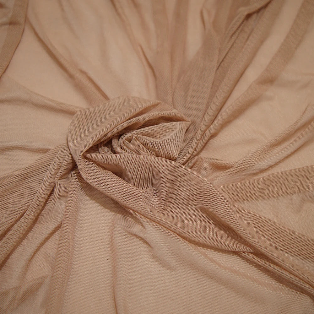 High-elastic Ultrafine Power mesh Net fabric Nude Flesh color 4 Way Stretch Spandex Mesh Underwear Stocking Yoga clothing fabric