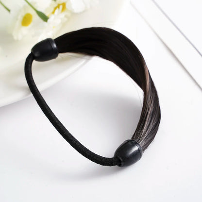 Rubber Band Made Of Hair Rope Simulation Wig Head Rope Fashion Wig Hair Ring Straight Hair Tie Ponytail Elastic Hair Accessories