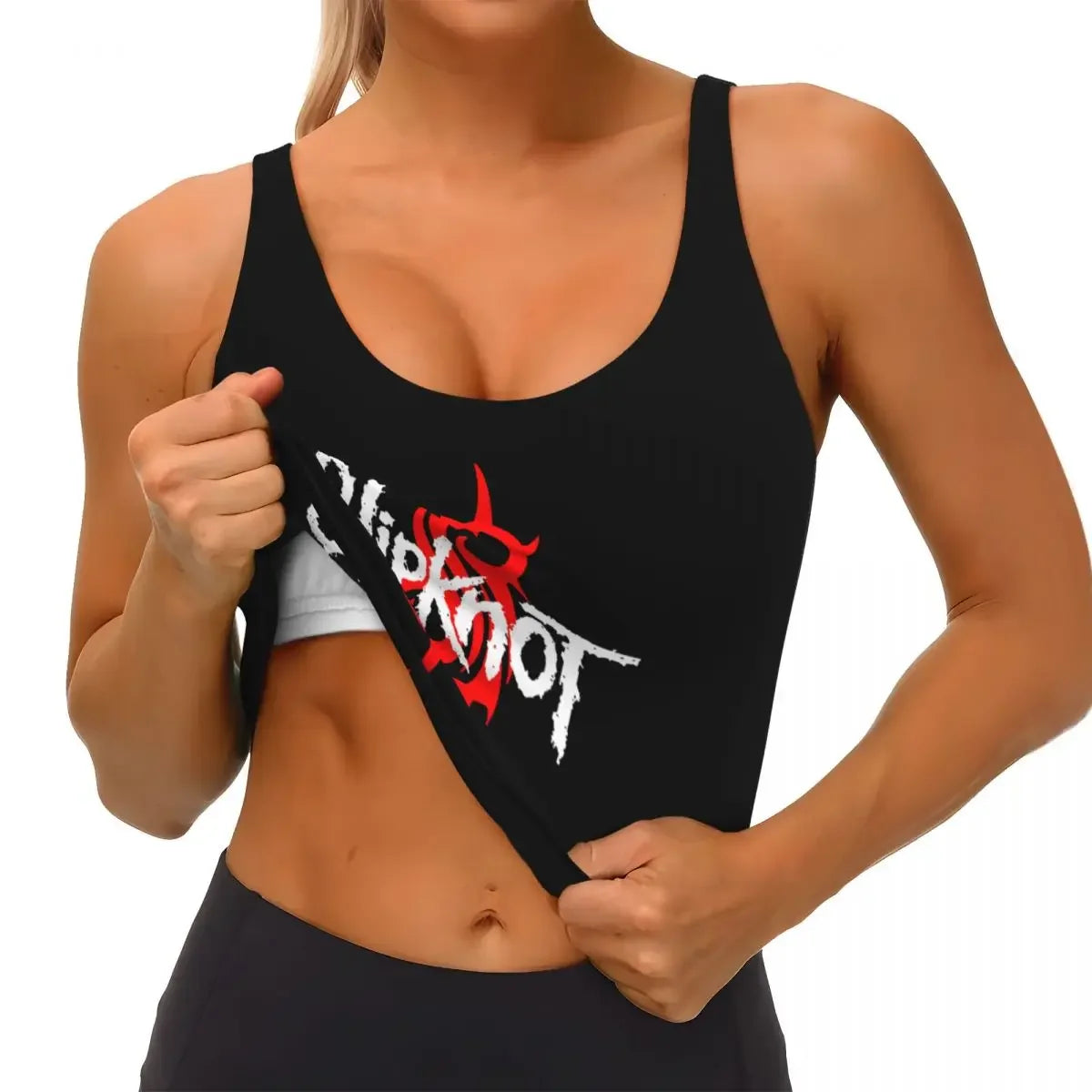 Custom Slipknots Workout Crop Tank Tops Women Heavy Metal Rock Music Running Yoga Sports Bras