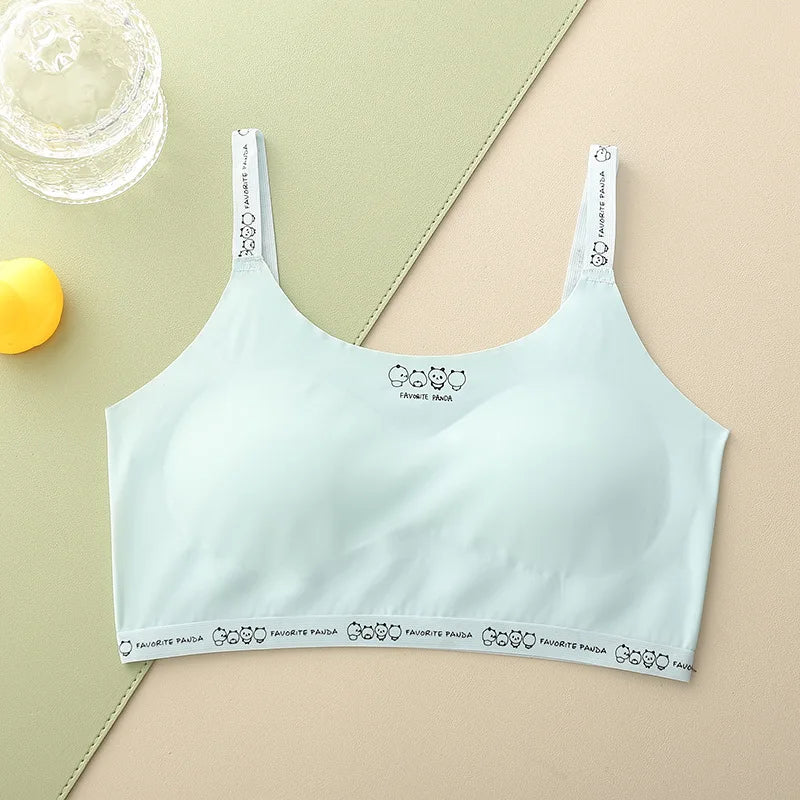 Girls Training Bras Ice Silk Seamless Development Period Underwear for Kids Students Junior High School Teen 8-16Years Sport Bra