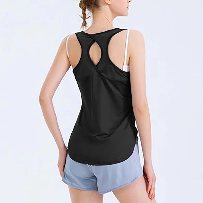 Yoga Clothing Women Sports Tops Hoodie Loose Sleeveless Running Training Quick Dry T-Shirt Sexy Outside Fitness Tank Tops