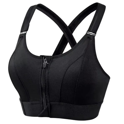 S-5XL Bras For Women Sports Front Zipper Adjustable Strap Shockproof Elastic Fitness Athletic Brassiere Slim Yoga Crop Top