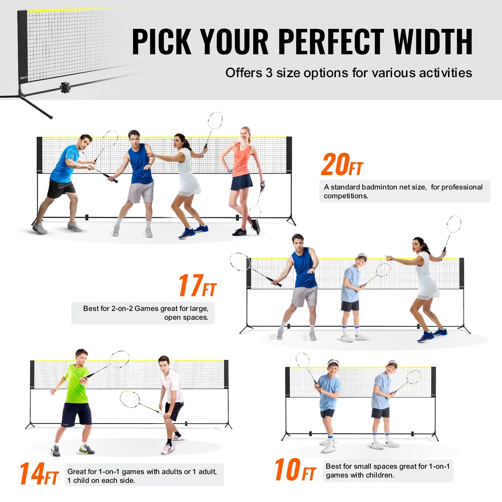 VEVOR 20FT Adjustable Badminton & Volleyball Net Set