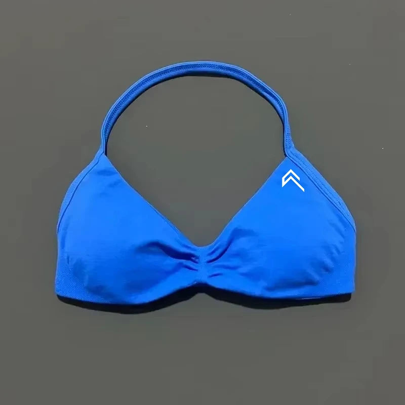 Oner Active Sport Yoga Bra Strappy Backless Yoga Gym Bra Removable Cups Women Workout Fitness Clothing Gym Top Halter Sport Bras