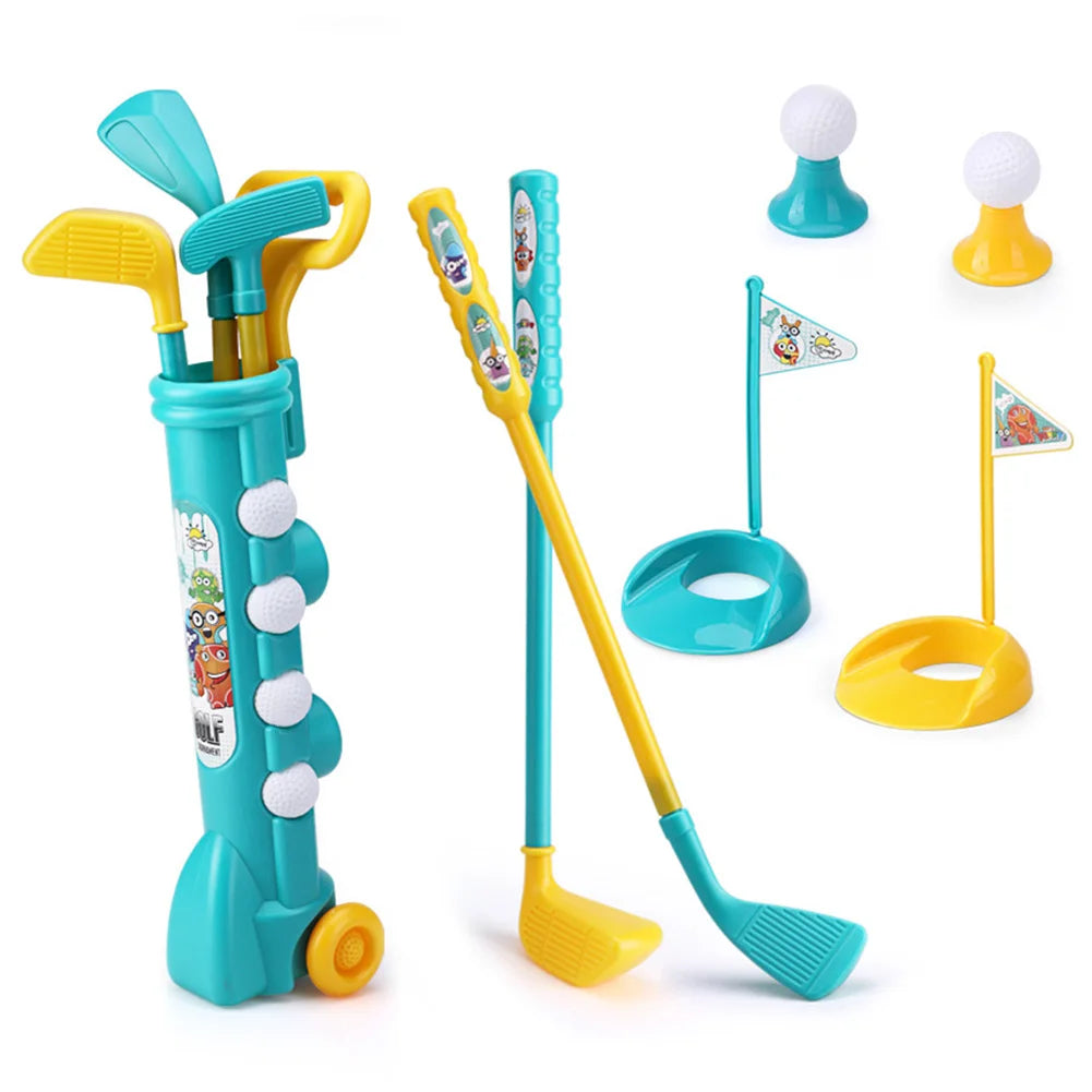 Game Outdoor Sports Golf Clubs Set Children Club Ball Green Hole Cup Group with Wheel Sports Fitness Toys Set
