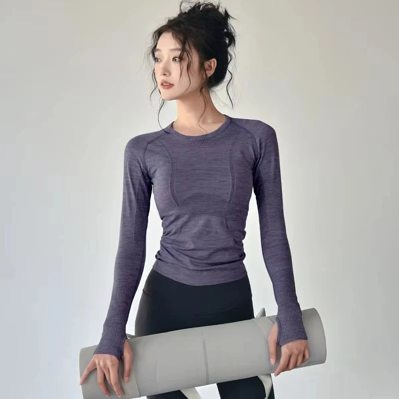 Yoga Clothes Trendy Brand Women's Sports Long-sleeved Tops Spring and Summer Slim Running Pilates Training Fitness Clothes