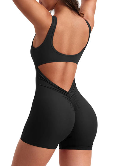Women's Slim Fit One-Piece Shorts Spring/Summer 2025 Hip Lifting Backless Yoga Sports Clothing Sexy Design