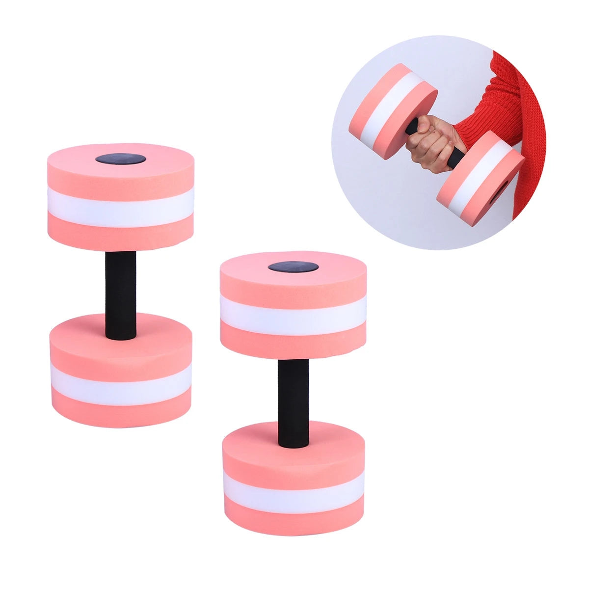 2pcs Water Dumbbells Eva Foam Hand Weights for Pool Aqua Aerobics Fitness Training Exercise Gear Low Absorption Resistance