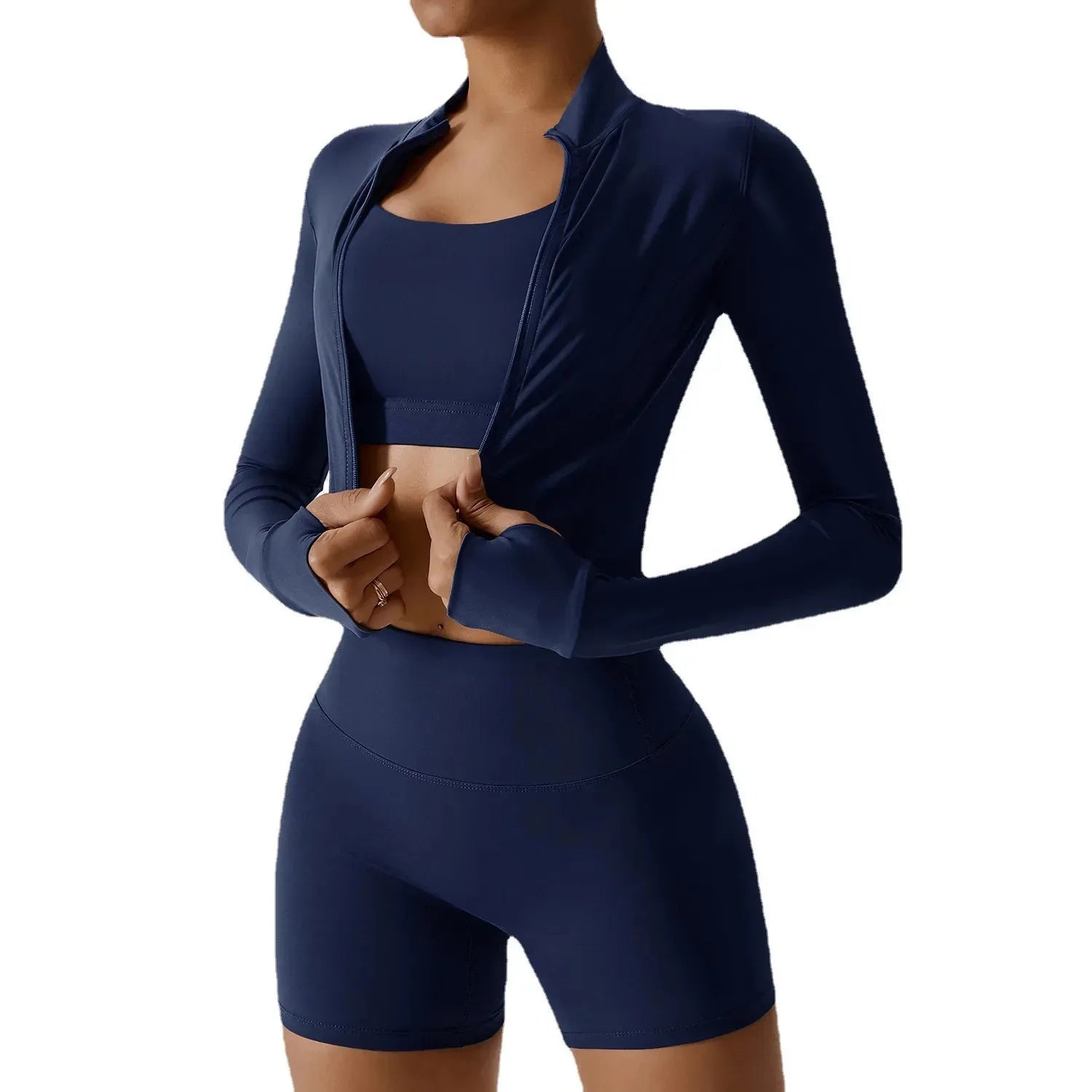 Womens Yoga Outfit Three Pieces Suits Vest Set Exercise Close-Fitting Fitness Wear Running Elastic Workout Tracksuit