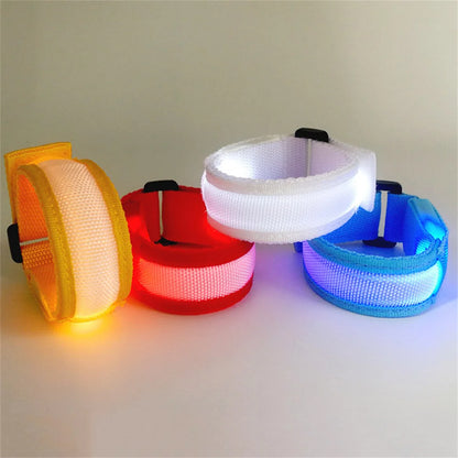 LED Reflective Bracelet Nylon Adjustable Armband Luminous Night Running Climbing Strap Outdoor Sports Safety Bright Band