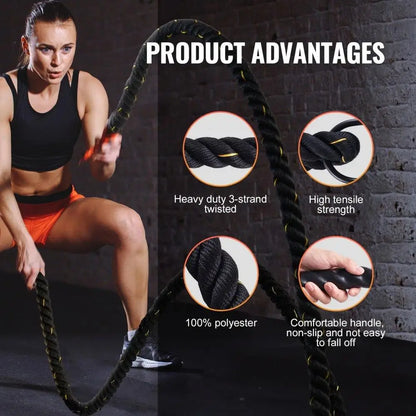 Battle Rope 15inch Heavy Duty 30ft Gym Work out FitnessTraining Equipment
