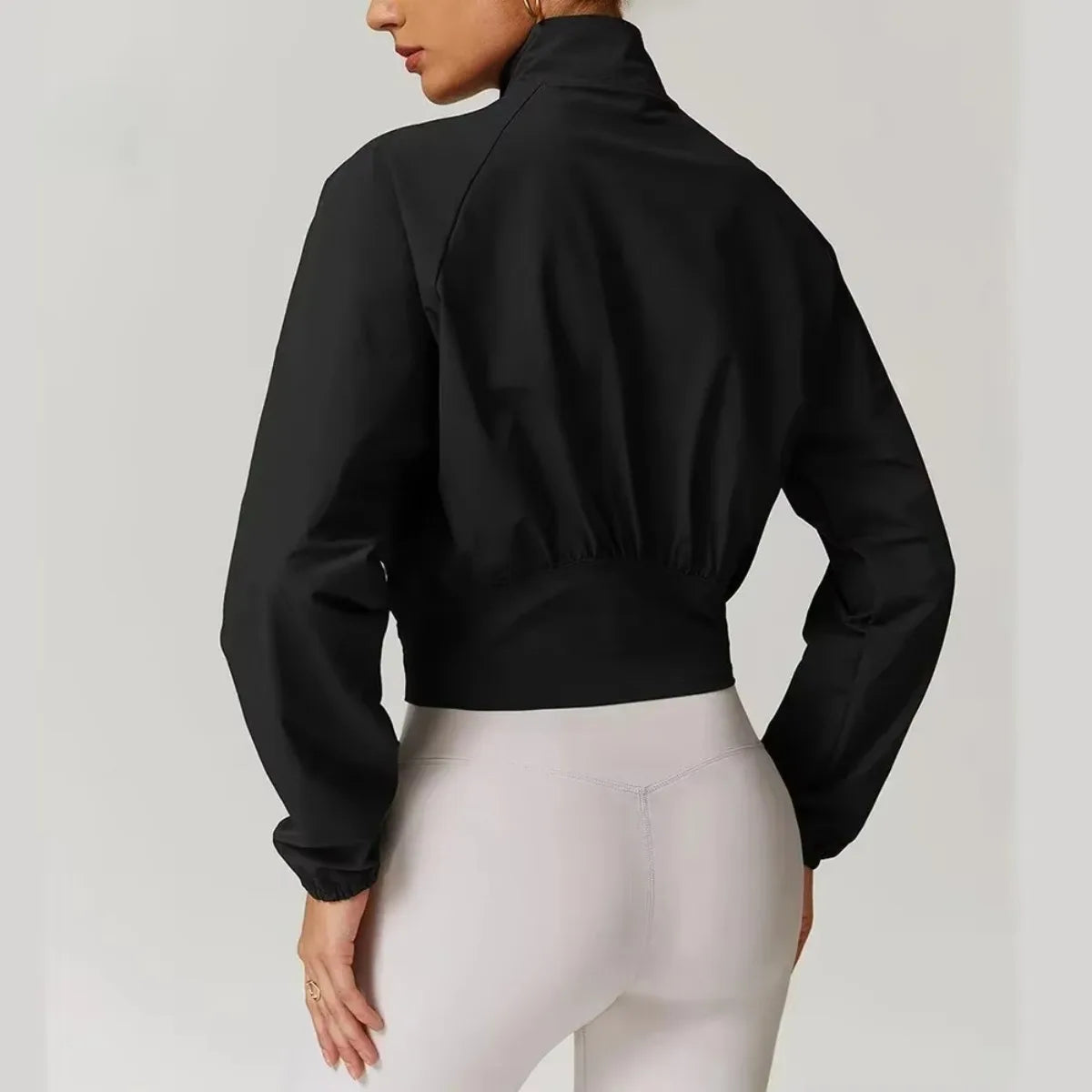 yoga Quick-drying Stand-up Neck Sports Jacket Women's Thin Windproof Outdoor Running Fitness Long-sleeved Yoga Jacket