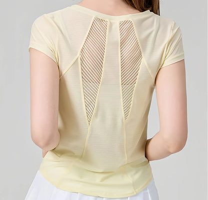Women's Yoga Shirt Quick Dry Short Sleeve t-shirt Summer Athletic Fitness Top Breathable Workout Tee Gym Running Female clothing
