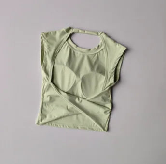 Sports Bras Anti-shock Sports Vest with Chest Pad Hot Girl A-shaped Waist-closed Sleeveless Hollow Outer Wear Fitness Yoga Vest