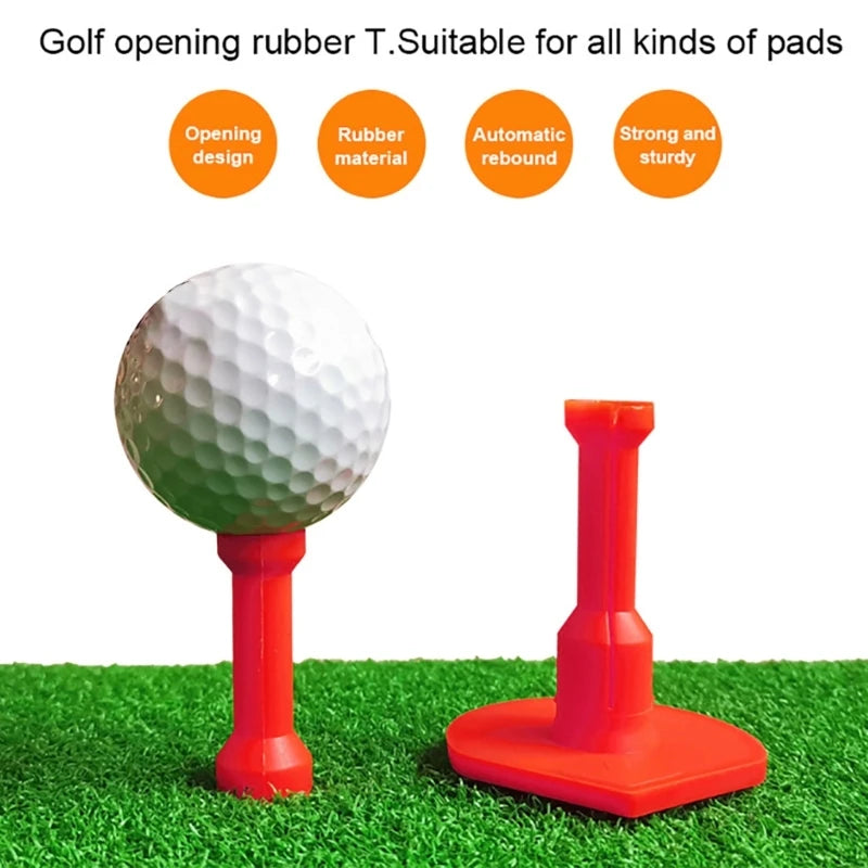 Golf Rubber Tees Driving Range Golf Tees Holder Durable Golf Opening Shape Rubber Tees for Indoor Outdoor Practice Mat