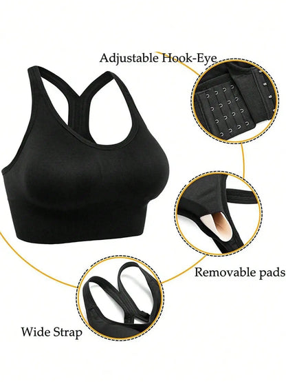 4 PCS Sports Bra for Women Seamless Summer Bras Crisscross Double Back Hooks Adjustable High Impact Sports Bras Shockproof