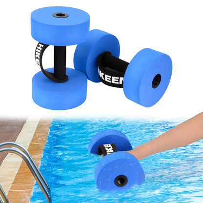 Hikeen Aquatic Exercise Dumbbells Water Dumbbell Resistance Fitness Barbells with 4 High-Density EVA Foam Pool Weights Dumbbells