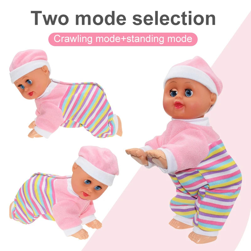 Electric crawling sound and light twisted buttocks doll cute children's doll