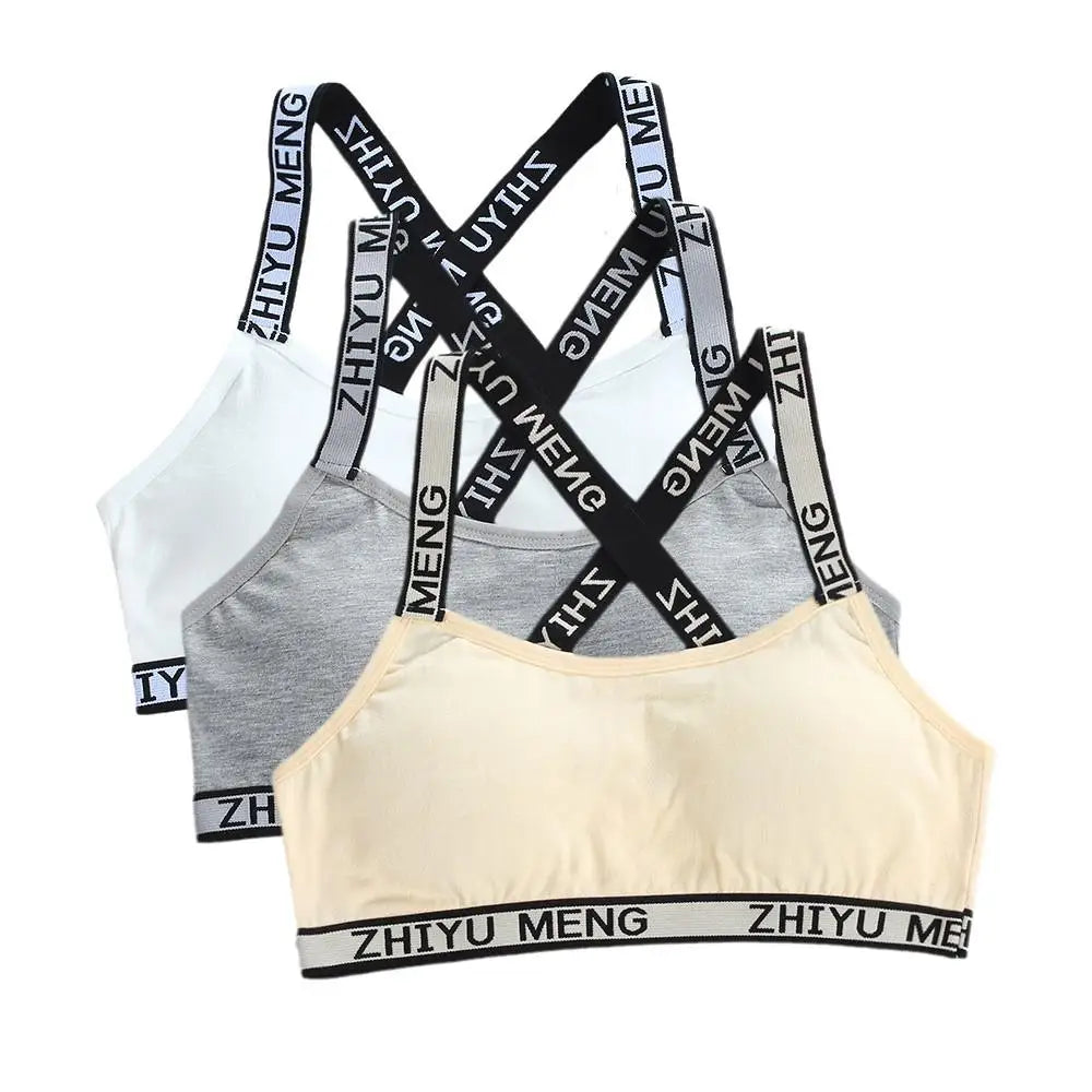 3pcs Puberty Girls Training Bras Kids Maiden Cotton Bra Underwear Teen Camisoles Tube Top Teenage Sport Bras Children's Lingerie