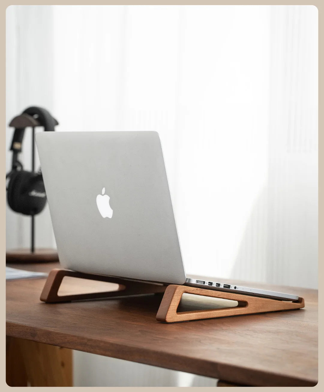 Wooden Folding Laptop Stand  Portable Height  Riser For Desk, Tablet Holder With Enhanced Heat Dissi