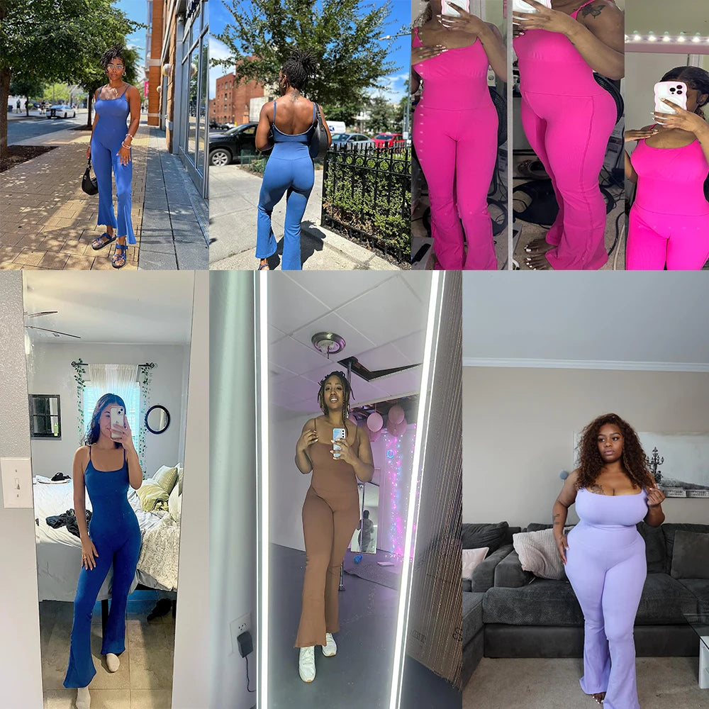 Jumpsuits Women Summer Sleeveless Yoga Clothing Solid Bodycon Rompers Backless Fashion Casual Streetwear Sporty Overall Women