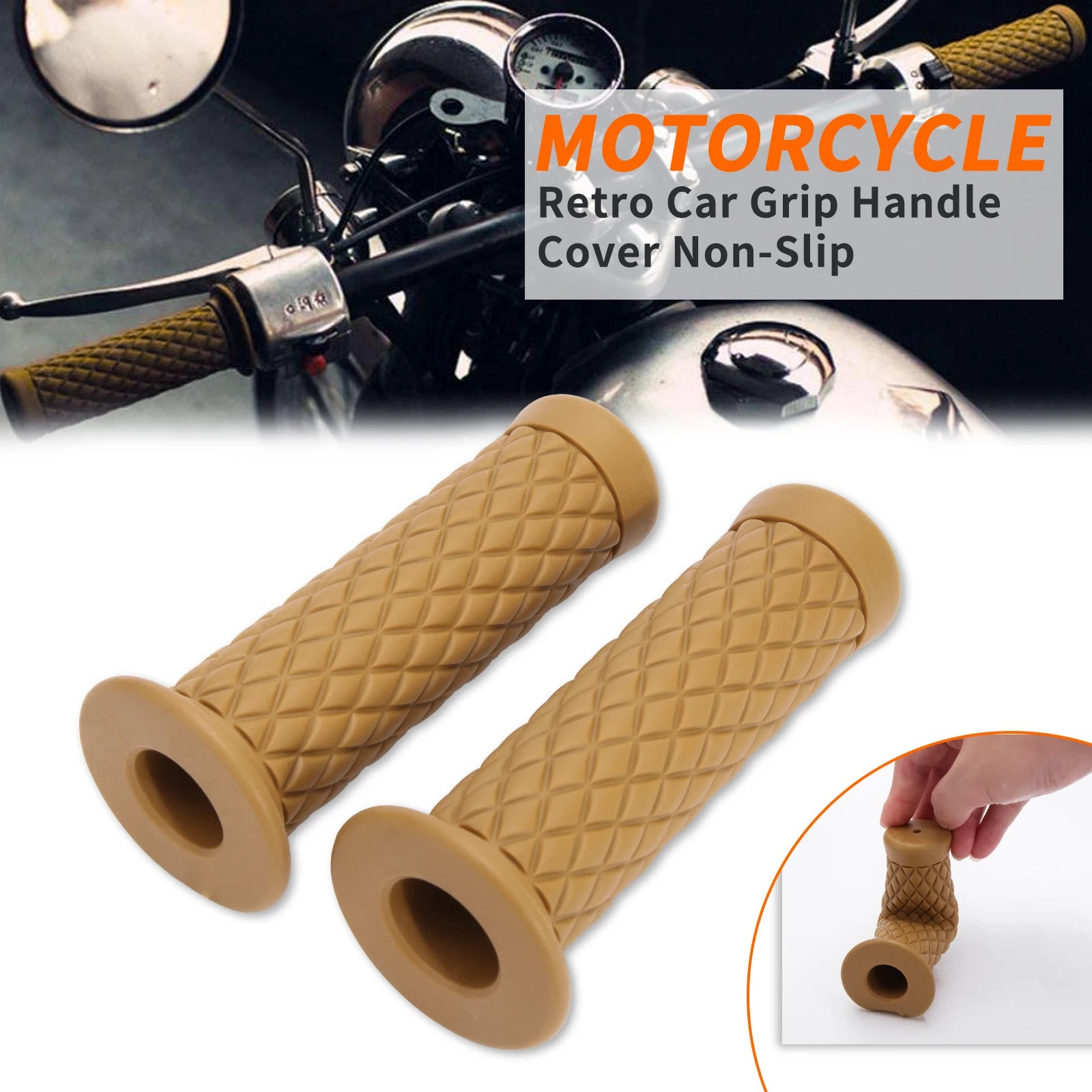 7/8" 22mm 24mm Retro Motorcycle Hand Grips Universal Non-slip Rubber Handlebar Grips for Moto Scooter Motocross Motorbike Grips