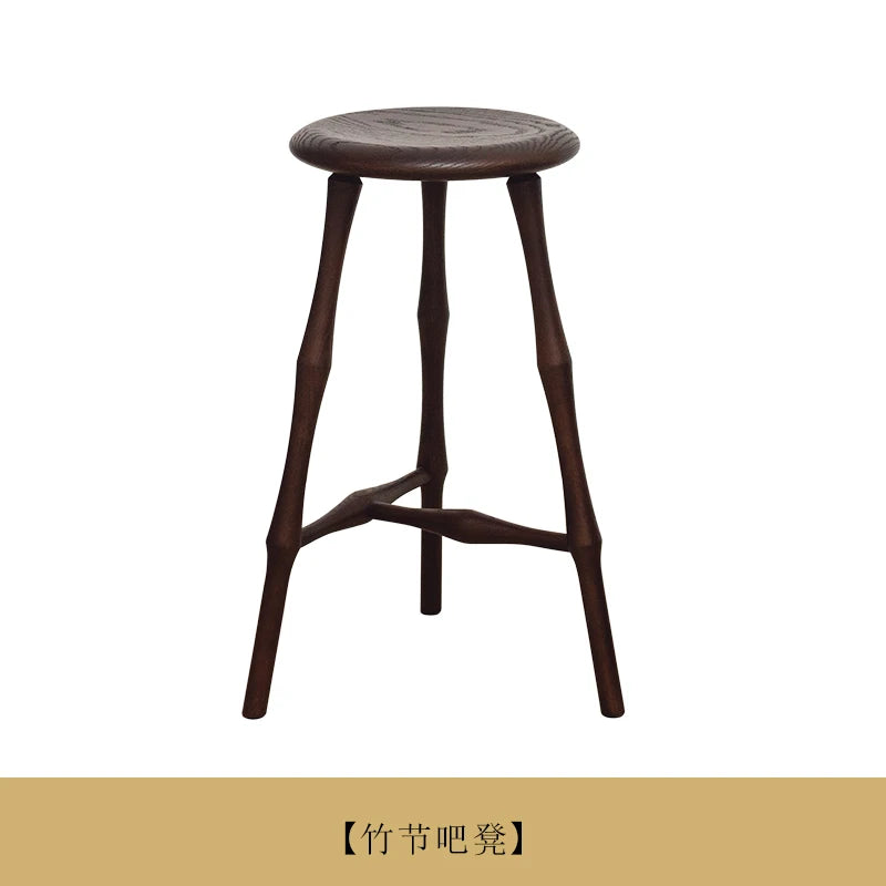 Bar stool medieval solid wood home Windsor tall round stool cafe restaurant furniture