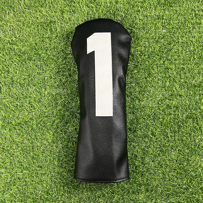 Golf club covers - white and green with large numbers, fits all clubs