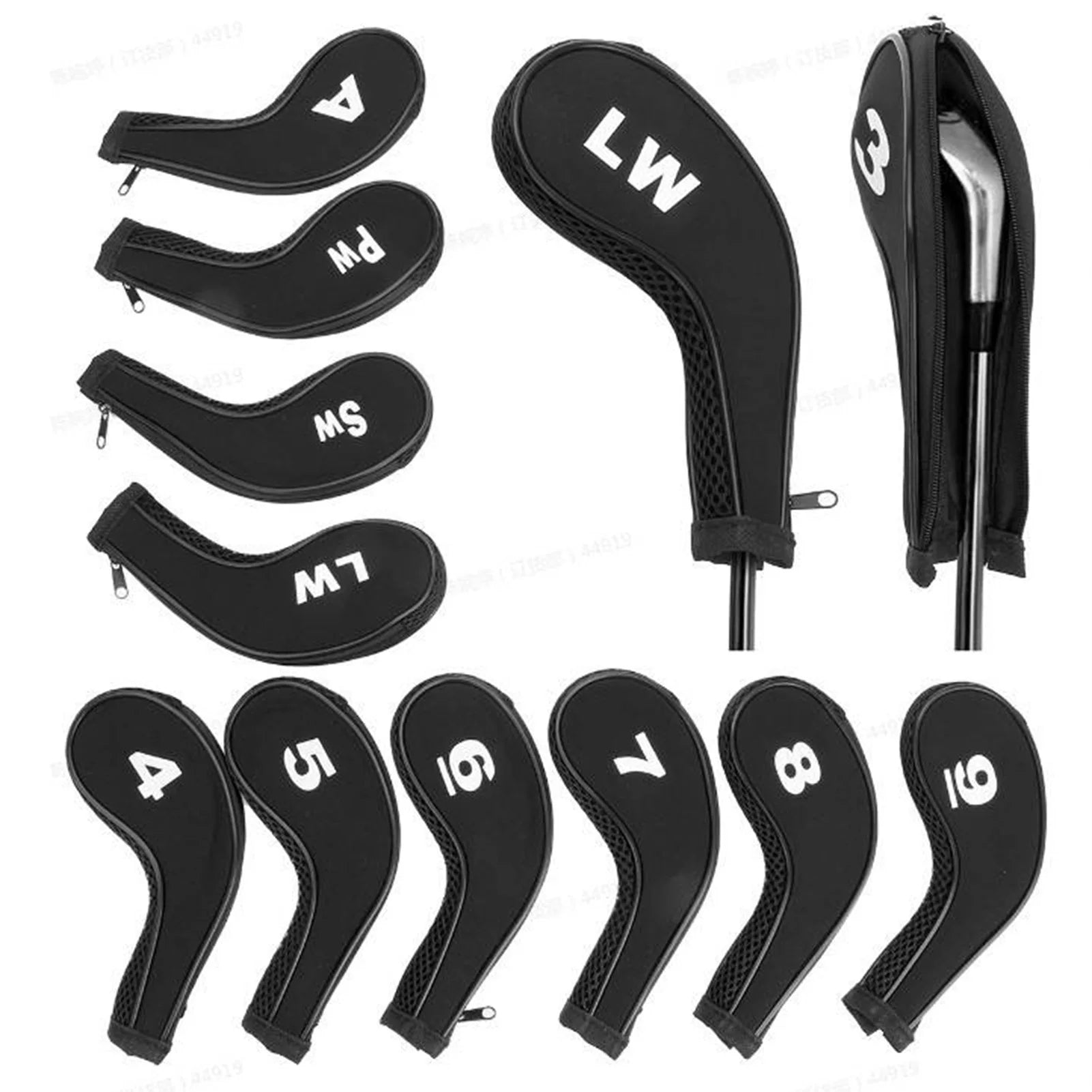 Golf Club Head Iron Covers Zippered Golf Club Iron Covers for All Fairway Clubs & Drivers