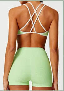 Yoga Set 2 Piece Workout Outfit for Women Sport Bra Shorts Leggings Summer Gym Fitness Clothes Black Brown Gray 2025 Tracksuit