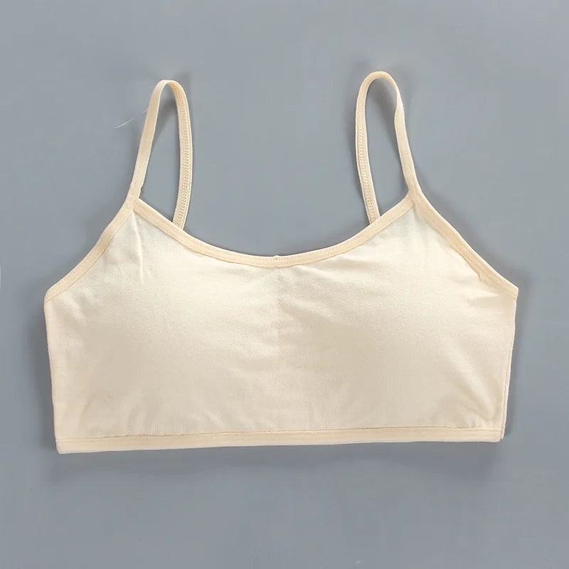 5pcs 2025 Girls Cotton Training Bralette Adjustable Support Tanks Top 8-16Y Breathable Teen Undershirt for Everyday&Sports Bras