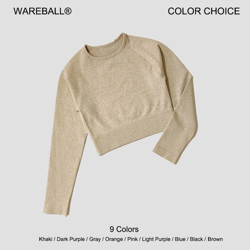 Yoga Sports Crop Top Long Sleeve Gym Women's Seamless T-shirt Fitness Woman Sport T-shirt Workout Tops For Women's Sportswear