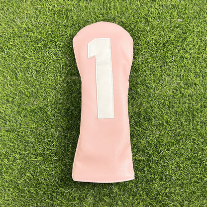 Golf Club Headcover Set - White&Pink Large Number Design for All Clubs