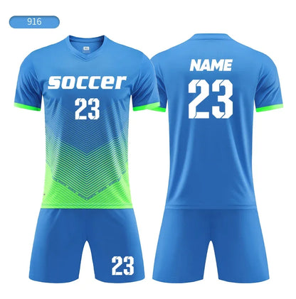 Custom Soccer Uniforms Football Training Clothing Adults Kid Clothes Short Sleeve Printing Men Boys Soccer Clothes Sets Jls916