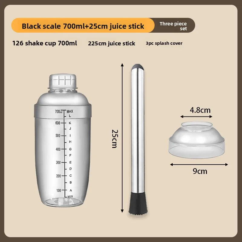 Cocktail Shaker 500ml Plastic Home Milk Tea Drink Wine Mixer Shake Bottle with Bar BartendercSet Cocktail Shaker for Party