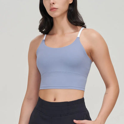 SOISOU Top Women Sports Bra Cross Beautiful Back Gym Fitness Workout Shockproof Running Tops Yoga Bra For Women Sport Wear