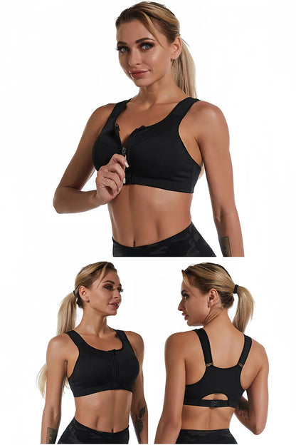 Plus Size Women Zipper Sports Bra Shockproof Tank Top Yoga Underwear for Sporty Bodybuilding Running Sport Bras