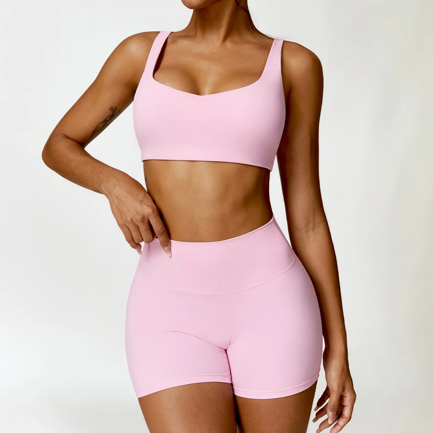 Nude Yoga Clothing Sets Women Long Sleeve Crop Tops Tight Shorts Suit Quick Dry Tracksuit Fitness Workout Outfits Gym Wear New