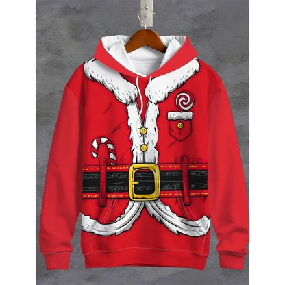 Cartoon Christmas Pattern Hoodie For Men Women Santa Claus Deer 3D Printed Pullovers Casual Hoodies Tops Long Sleeves Sweatshirt