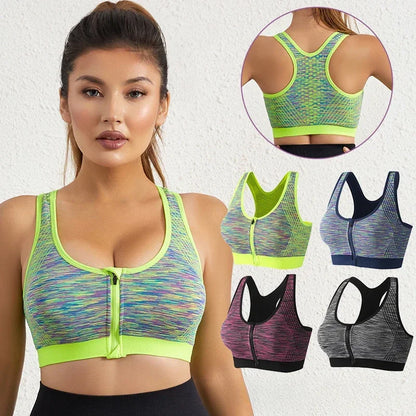 New Sports Bra Women Space Dyed Front Zipper Running Shockproof Vest Gym Jogging Crop Top Female Tops Sport Bras Sutian Feminino