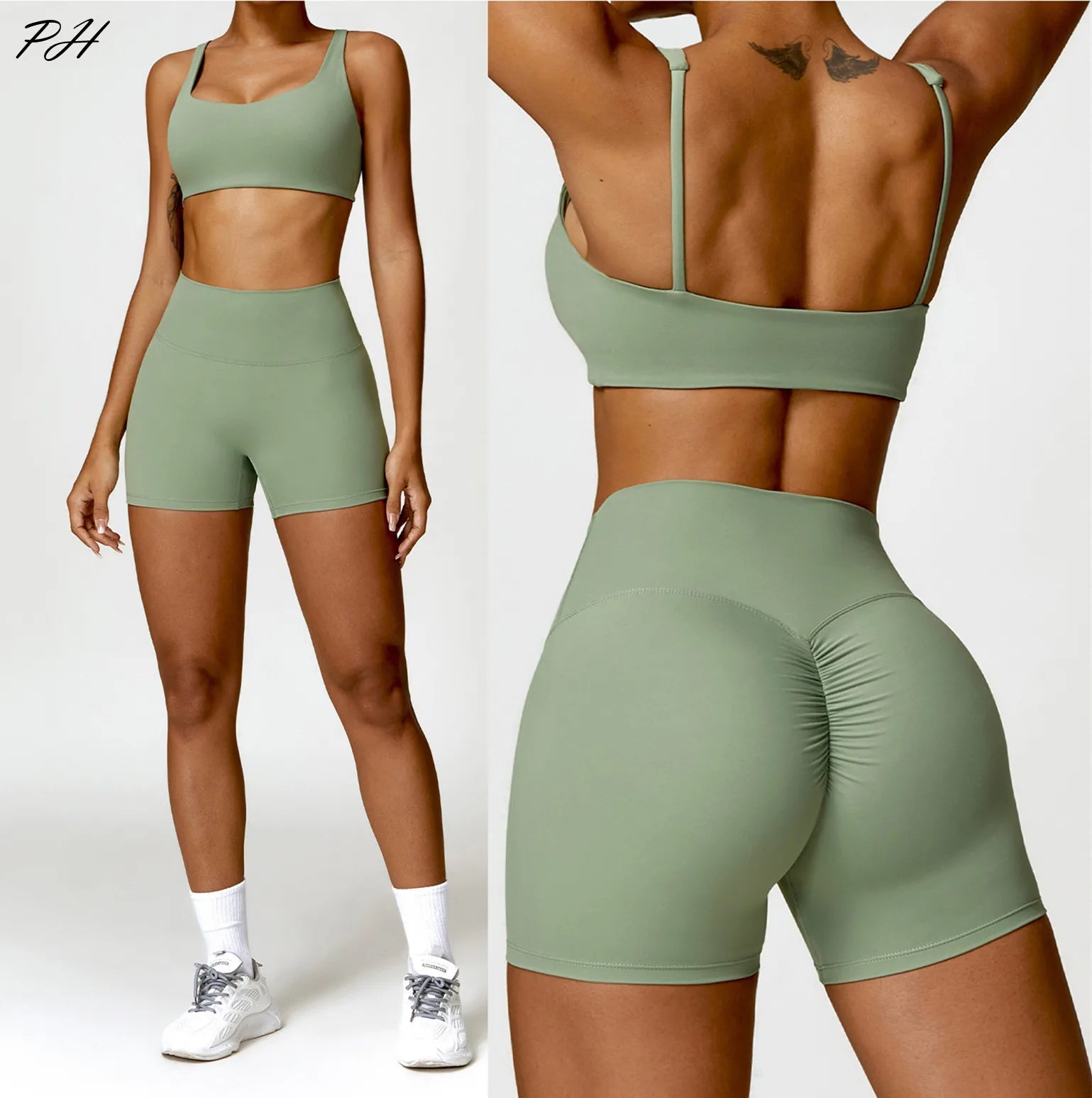 Nude Yoga Clothing Sets Women Long Sleeve Crop Tops Tight Shorts Suit Quick Dry Tracksuit Fitness Workout Outfits Gym Wear New