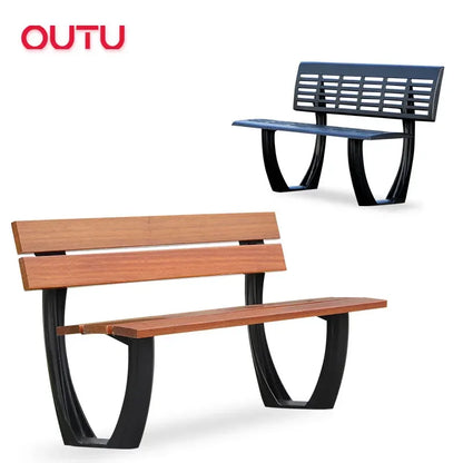 Luxury Aluminum Bench Furniture Metal Wpc Wooden Benches Seat Garden Patio Outdoor Park Benches