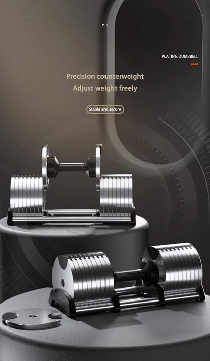 Electroplated Dumbbells, Professional Gym Fitness Dumbbells, Internal Rotation, 32kg Weight, Adjustable, 4kg Increase, 2024